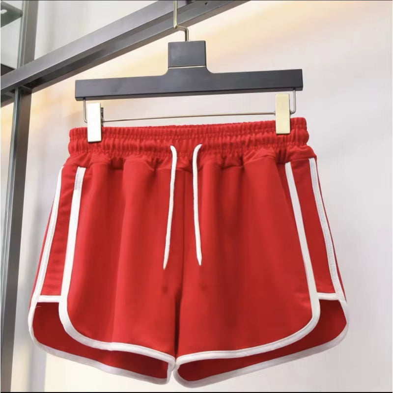 Women Yoga Shorts Summer Outer Wear Mid-Waist Casual Loose Straight Pants Lady Stylish Thin Breathable Wide Leg Gym Short Pants.