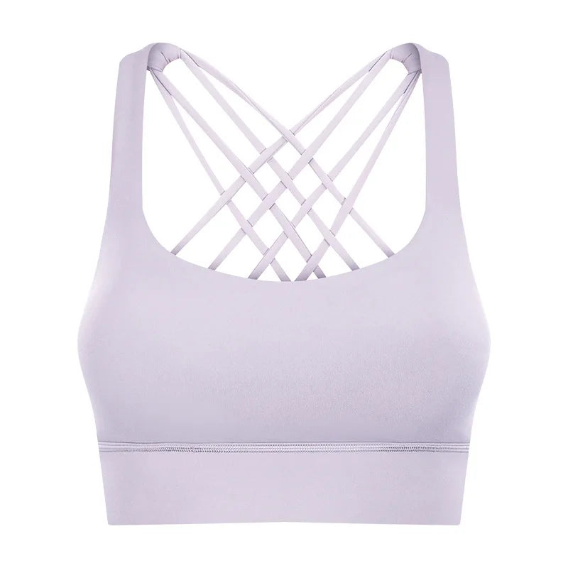 Shockproof Cross Straps Running Gym Sport Bras Top Women Widen Hem Push up Workout Fitness Yoga Crop Tops Brassiere.