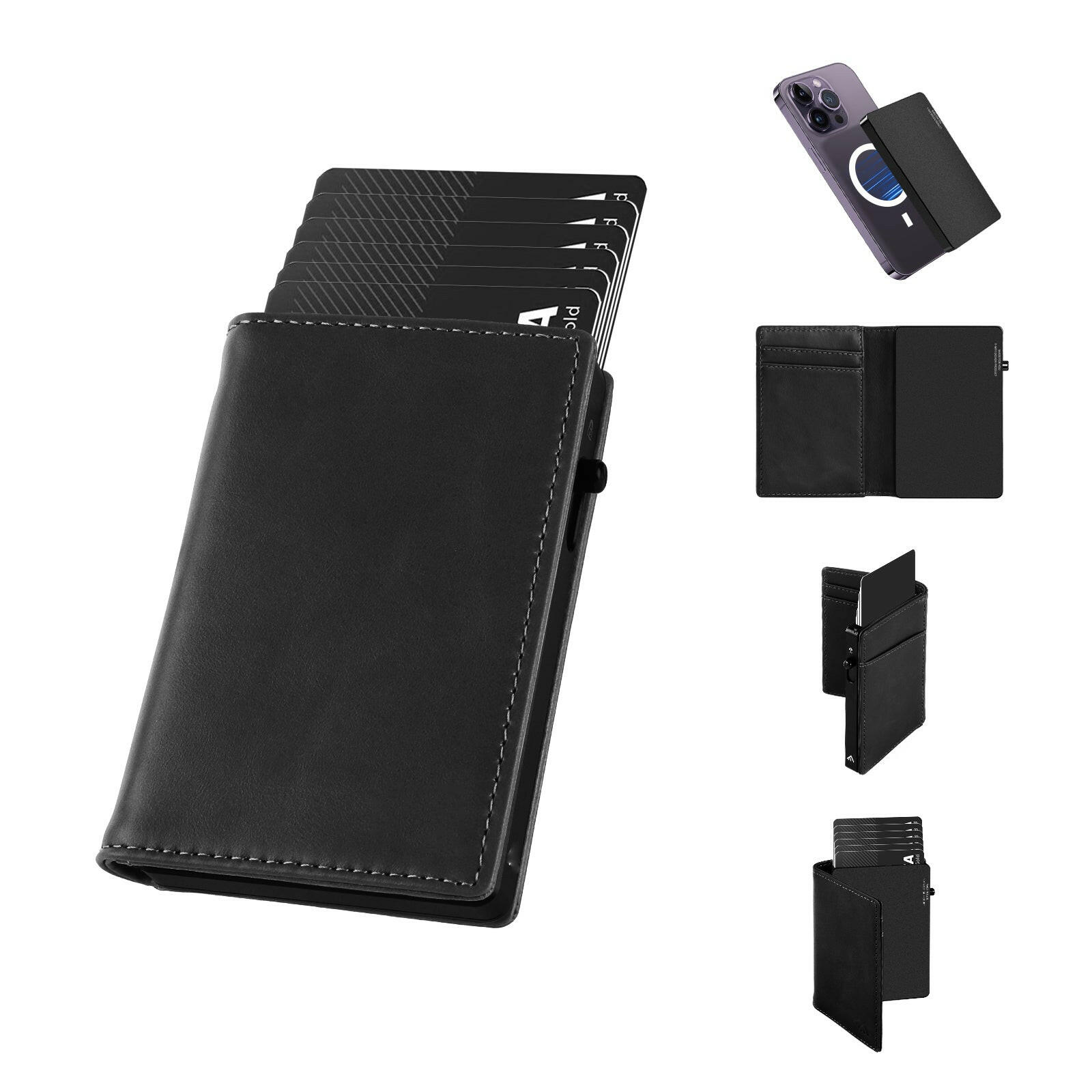 TOYFID Aluminum Alloy Wallet With Genuine Leather Cover Men's Billfolds.