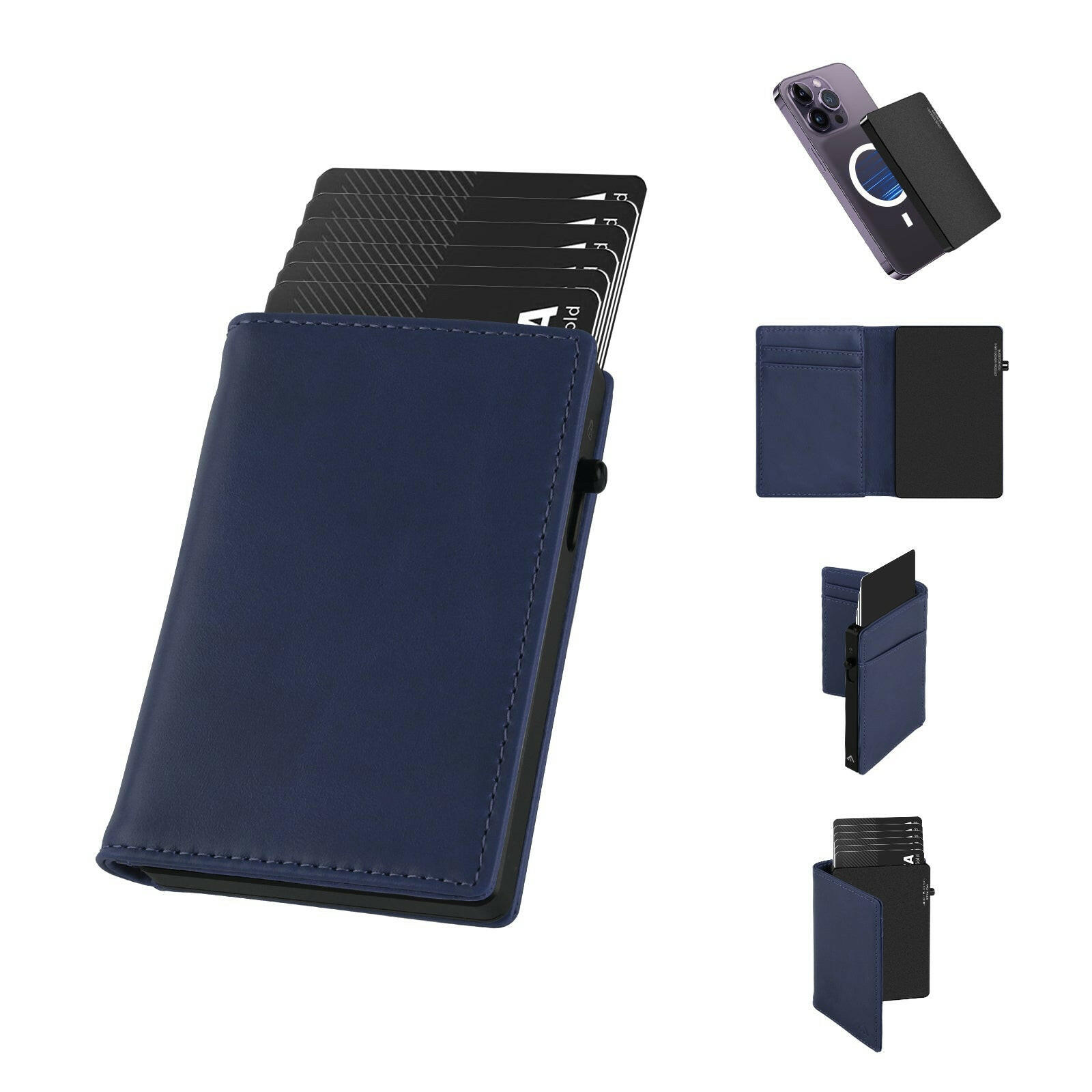 TOYFID Aluminum Alloy Wallet With Genuine Leather Cover Men's Billfolds.