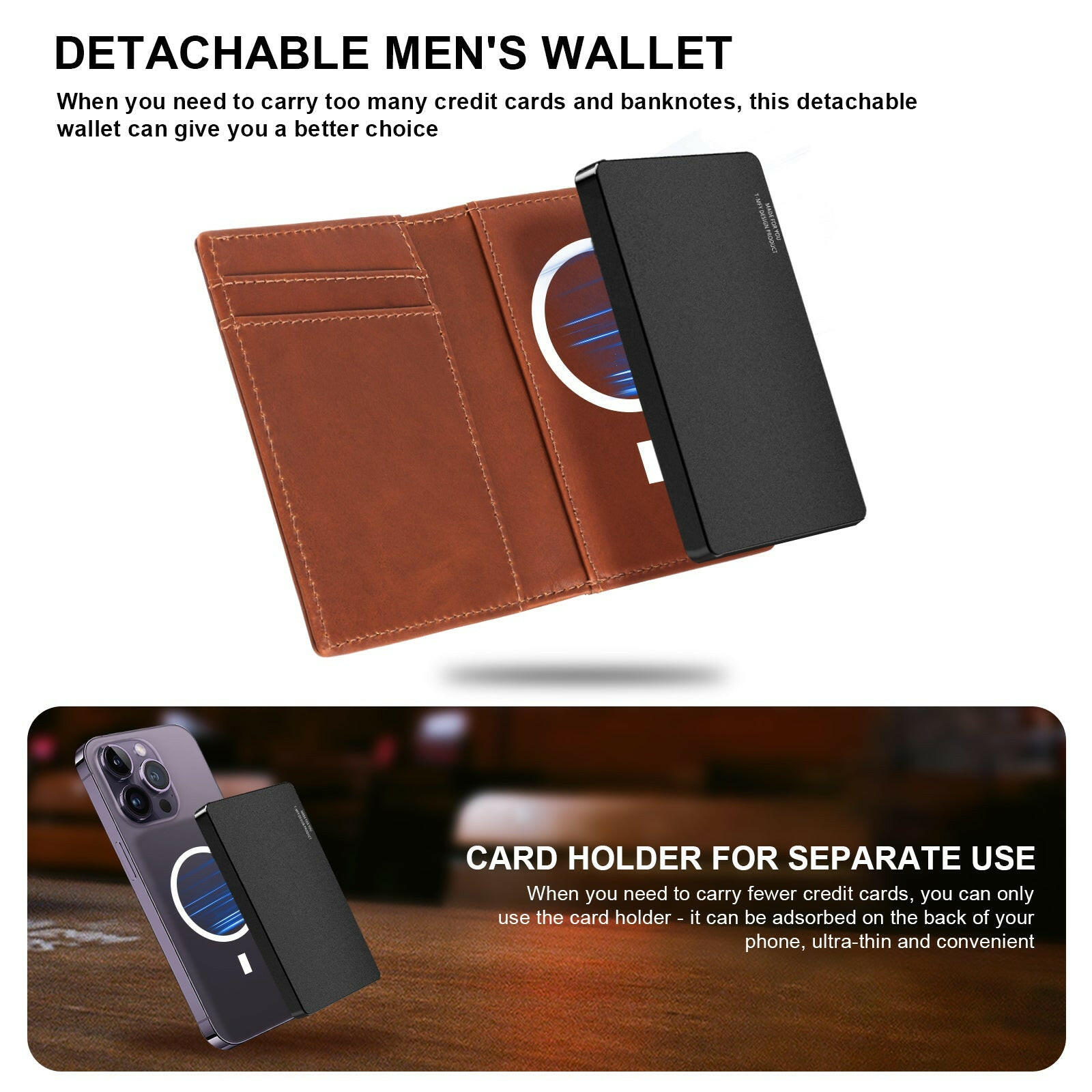 TOYFID Aluminum Alloy Wallet With Genuine Leather Cover Men's Billfolds.