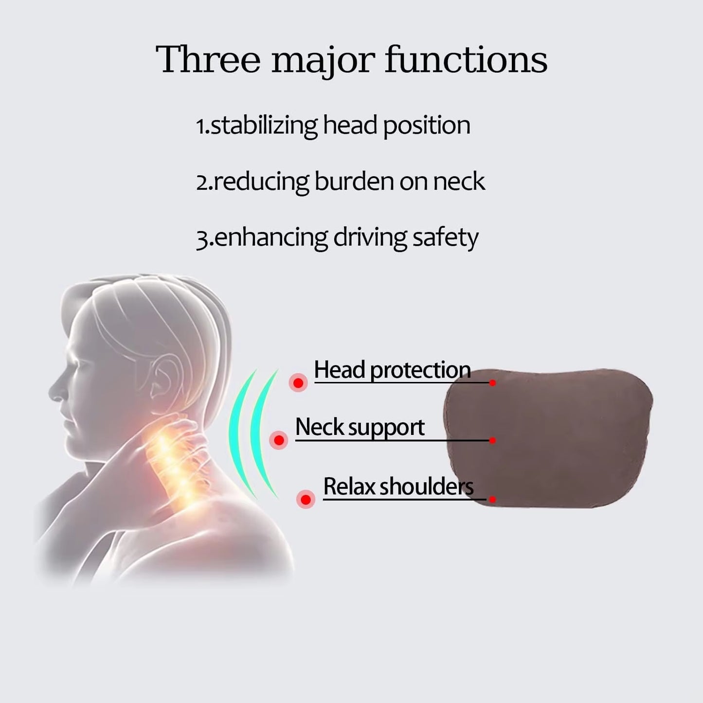 Car Neck Pillow Car Seat Headrest Pillow Auto Memory Cotton Protector Cushion for Universal Car Head Support for Gaming Chair.