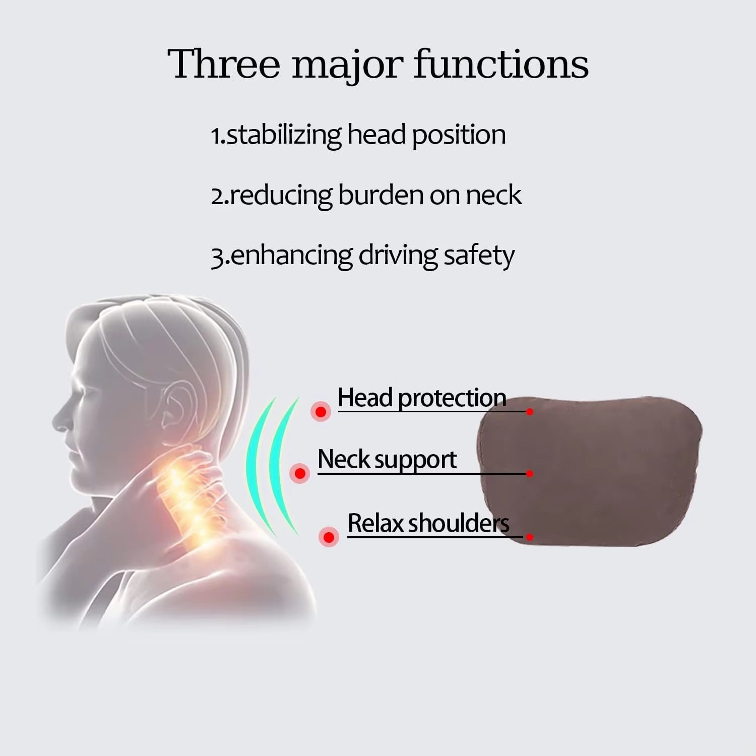 Car Neck Pillow Car Seat Headrest Pillow Auto Memory Cotton Protector Cushion for Universal Car Head Support for Gaming Chair.