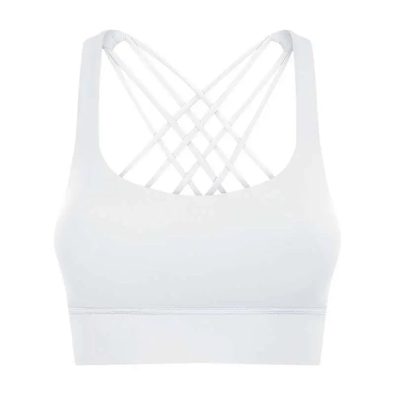 Shockproof Cross Straps Running Gym Sport Bras Top Women Widen Hem Push up Workout Fitness Yoga Crop Tops Brassiere.