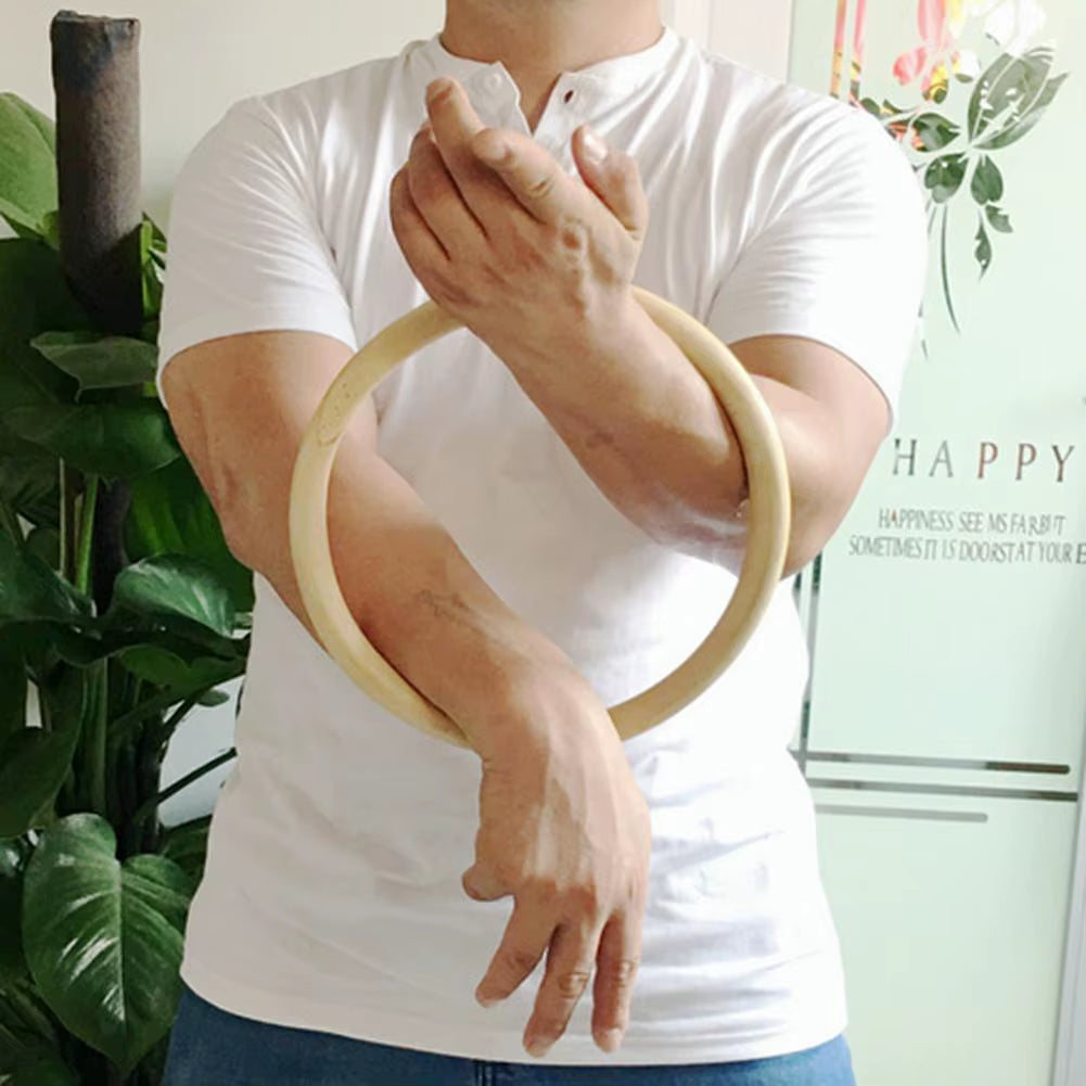 Kung Fu Ring for Hand Wrist Strength Training Traditional Martial Arts Wooden Dummy Wing Chun Rattan Ring.