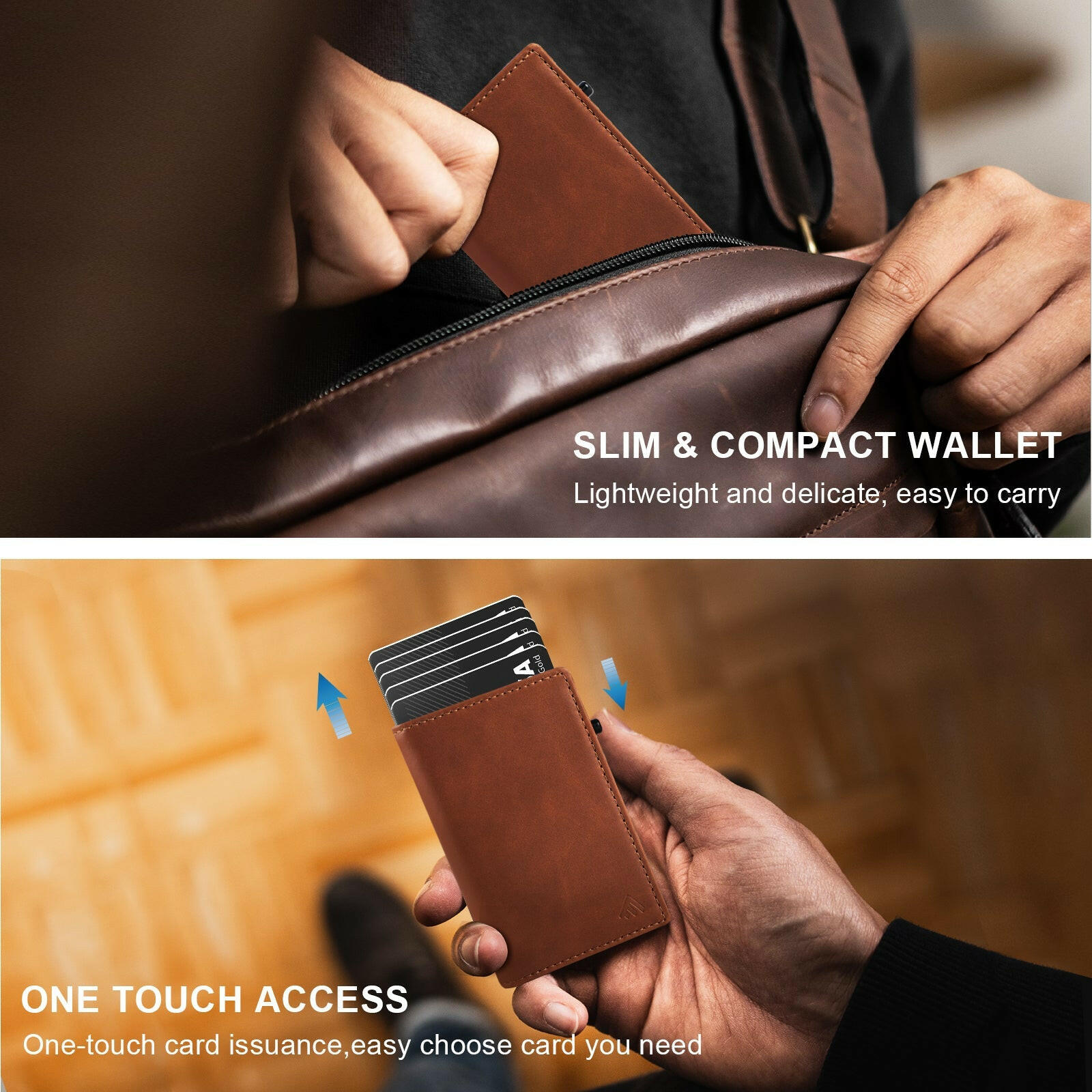 TOYFID Aluminum Alloy Wallet With Genuine Leather Cover Men's Billfolds.