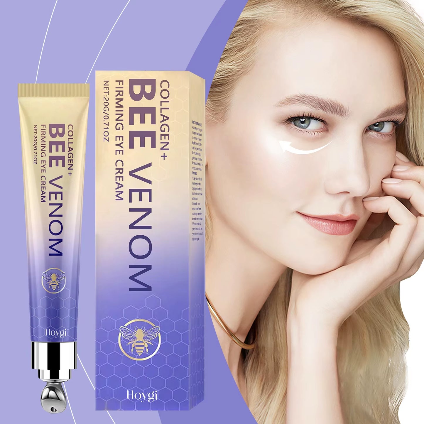 Effective Moisturizing for the Eye Area, Daily Care, Radiant Skin, and Application of Bee Venom Eye Cream.