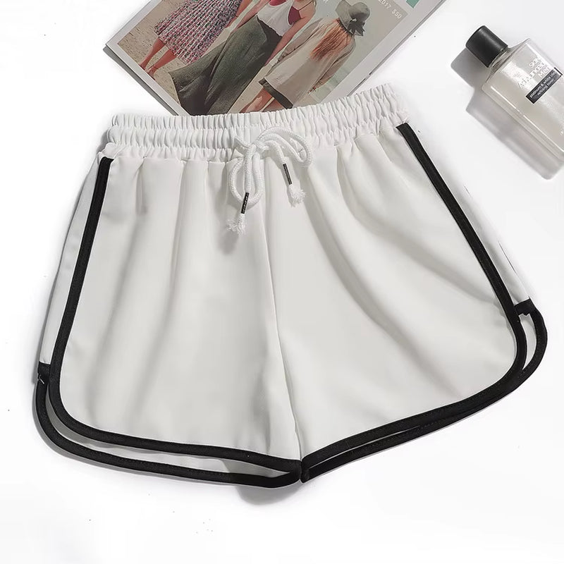 Women Yoga Shorts Summer Outer Wear Mid-Waist Casual Loose Straight Pants Lady Stylish Thin Breathable Wide Leg Gym Short Pants.