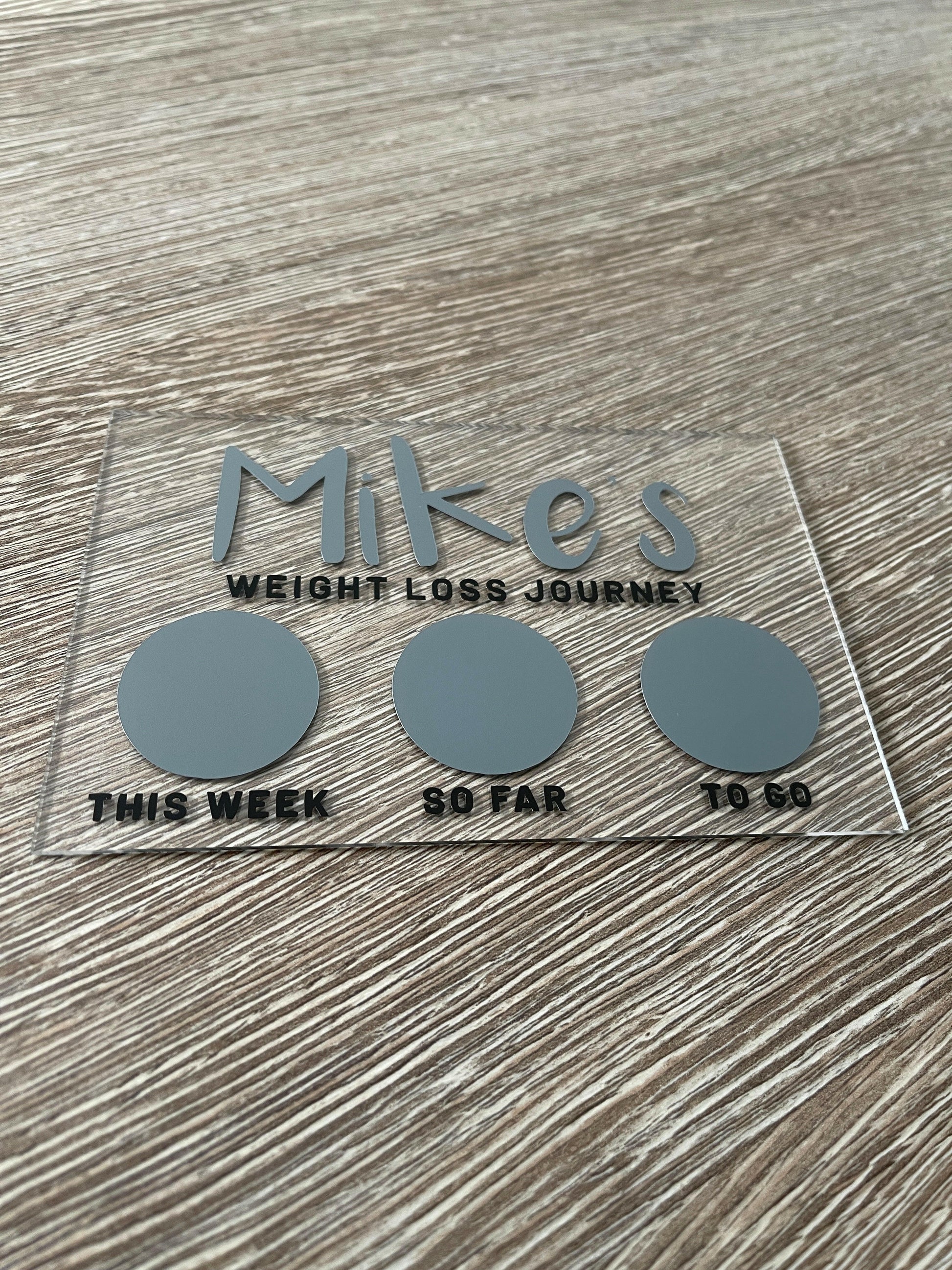 Personalised Name 10x15cm Magnetic Clear Acrylic Whiteboard Weight Loss Journey Sign Plaque & Drywipe Pen.
