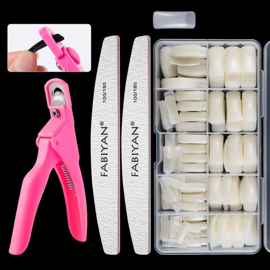 FABIYAN Nail Brush Nail Piece Set Nail Art Polishing Supplies Set, Natural Semi-sticked Small Set, Transparent Semi-sticked Small Set, Natural Full-sticked Small Set, Transparent Full-sticked Small Set, Natural Small Set, Transparent Small Set