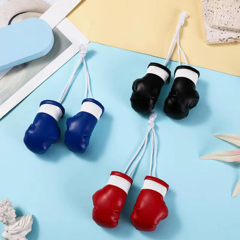 Car Boxing Gloves Pendant Mini PU Leather Boxing Gloves Keychain Decorative Multifunctional Car Interior Decor Accessories Bag.