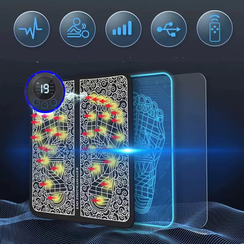 EMS Remote Foot Massager Rechargeable Massage Mat Foot Relaxation Pads Ele Ctric Foot Massage Tool to Relieve Sore Feet Fitness.