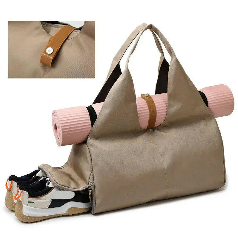 Women'S Multi-Purpose Sports Bag - Waterproof with Shoe Pocket for Yoga, Gym, and Travel.