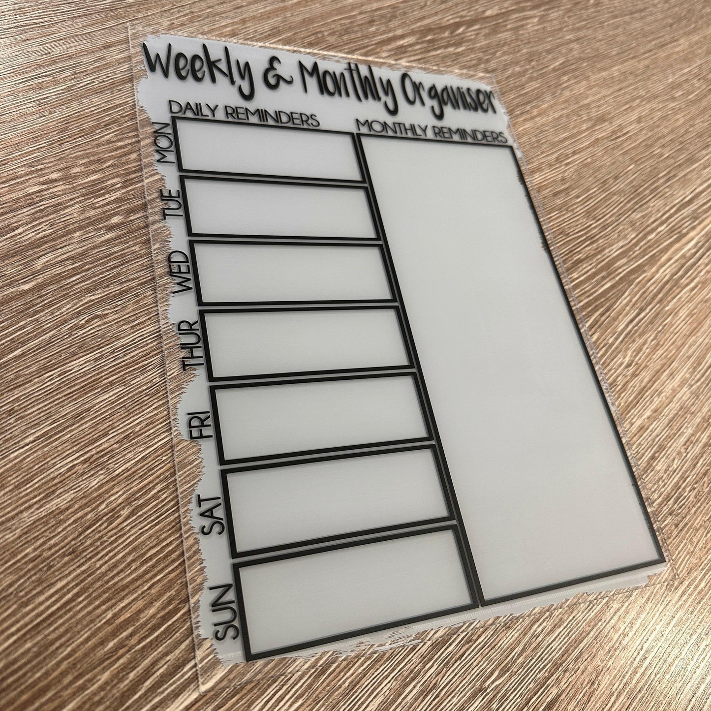 Weekly & Monthly Painted Organiser Planner A4 Clear Acrylic Wipeable Sign With Drywipe Pen.