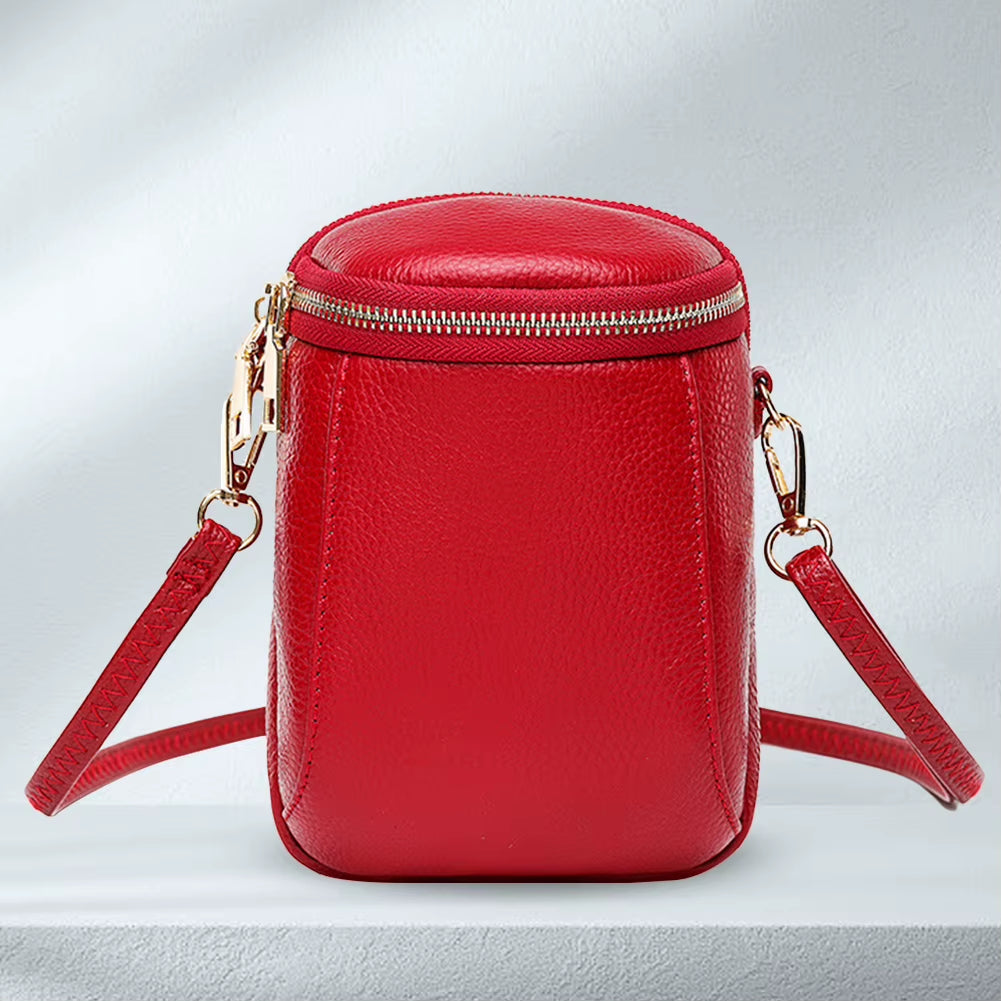 Genuine Leather Satchel Wallet Purse Lightweight Small Coin Pouch Adjustable Strap Solid Color Women Outdoor Dating Bag.