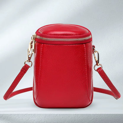 Genuine Leather Satchel Wallet Purse Lightweight Small Coin Pouch Adjustable Strap Solid Color Women Outdoor Dating Bag.