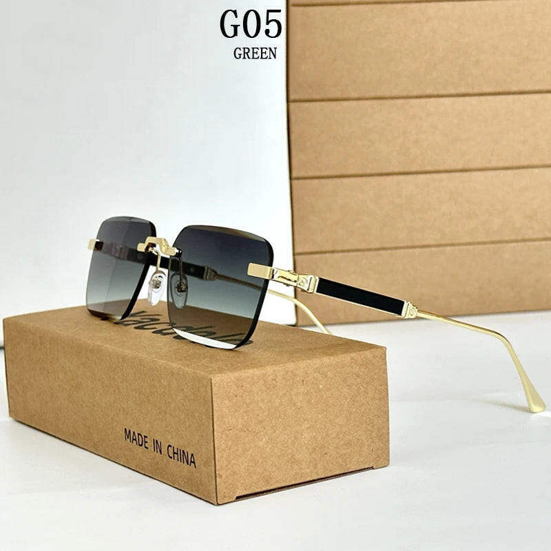 New 2024 Rimless Sunglasses Women Trendy Luxury Vintage Square Sunglasses for Men Fashion Glasses Lunette Soleil Femme Zonnebril.