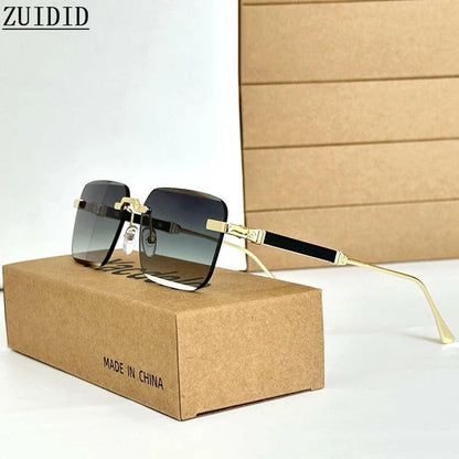 New 2024 Rimless Sunglasses Women Trendy Luxury Vintage Square Sunglasses for Men Fashion Glasses Lunette Soleil Femme Zonnebril.