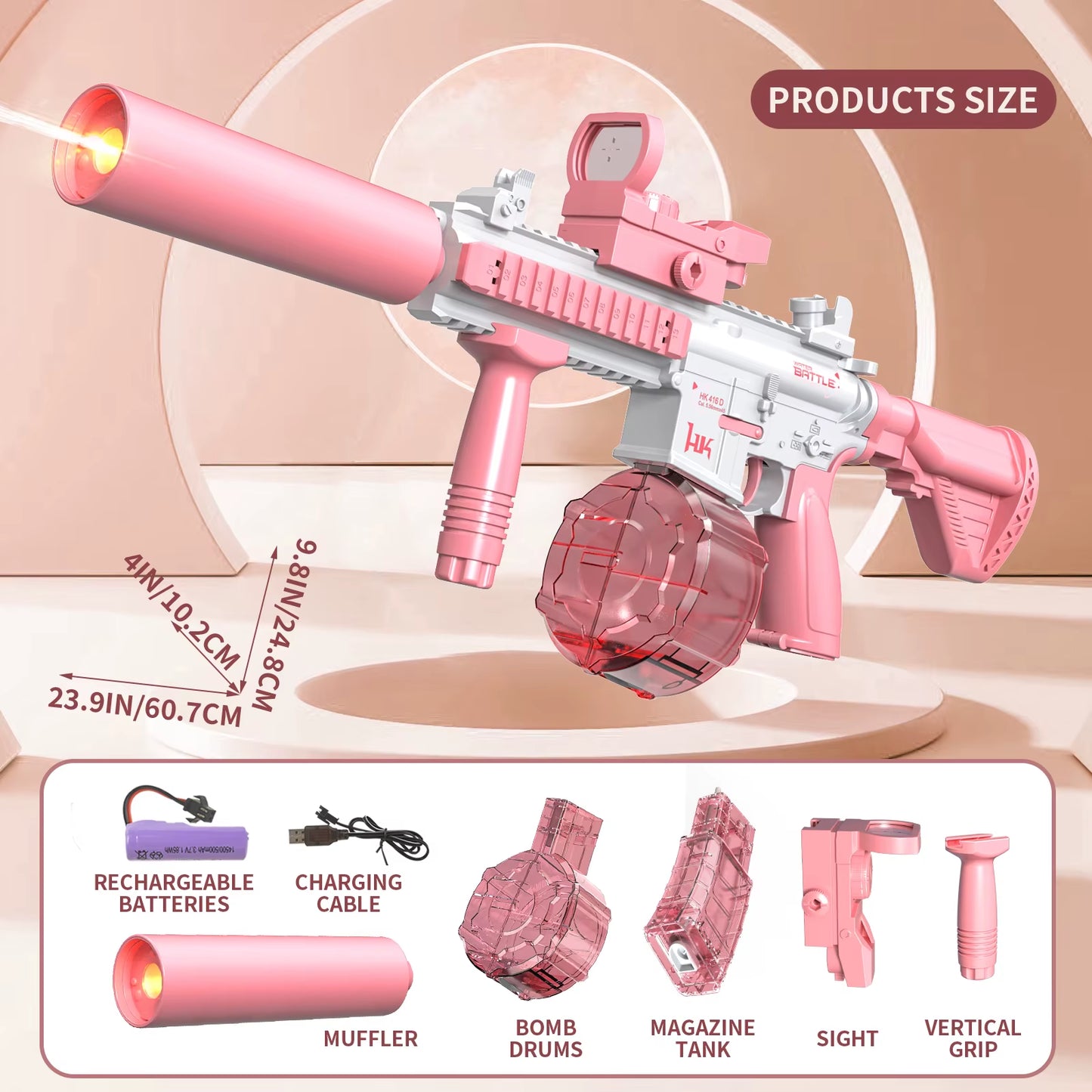 Electric Water Gun M416 Pistol Shooting Lighting Toy Gun Full Automatic Summer Pool Beach Toy for Kids Children Boys Girls Adult