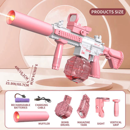 Electric Water Gun M416 Pistol Shooting Lighting Toy Gun Full Automatic Summer Pool Beach Toy for Kids Children Boys Girls Adult