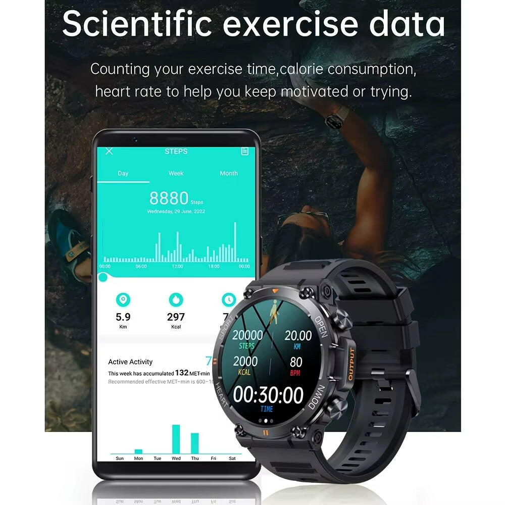 K56Pro Smart Watch for Men Heart Rate Blood Bluetooth Sport 400Mah Long Standby 1.39 Inch 360*360 HD Screen Outdoors Smartwatch.