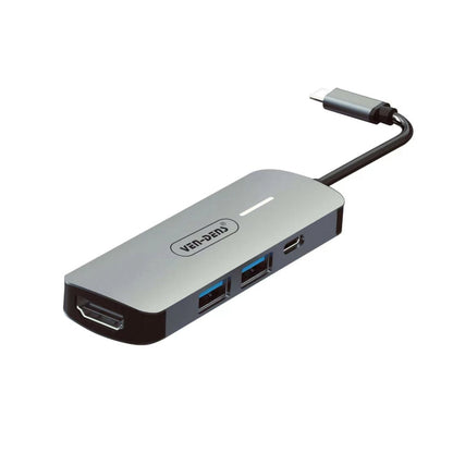 USB C 4 in 1 Hub Multifunction Adaptor with USB 2.0 Port, USB 3.0 Port, 100W PD USB C, HDMI Port