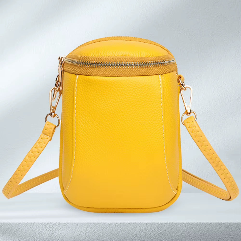 Genuine Leather Satchel Wallet Purse Lightweight Small Coin Pouch Adjustable Strap Solid Color Women Outdoor Dating Bag.