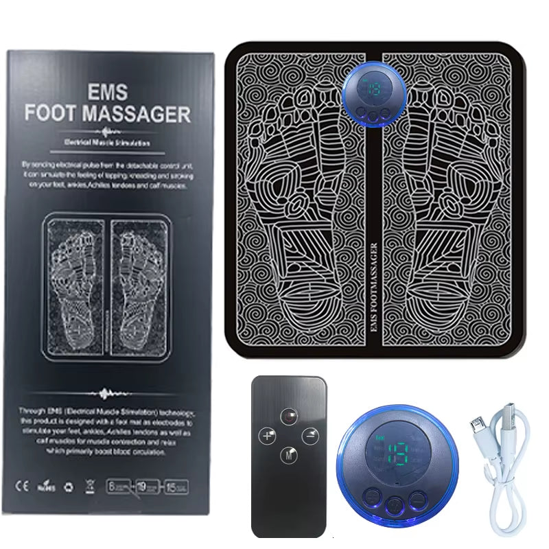 EMS Remote Foot Massager Rechargeable Massage Mat Foot Relaxation Pads Ele Ctric Foot Massage Tool to Relieve Sore Feet Fitness.
