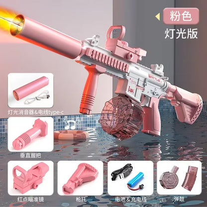 Electric Water Gun M416 Pistol Shooting Lighting Toy Gun Full Automatic Summer Pool Beach Toy for Kids Children Boys Girls Adult