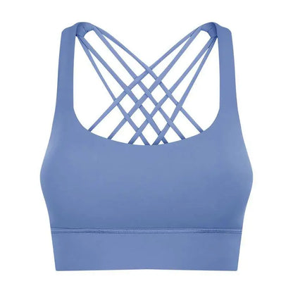 Shockproof Cross Straps Running Gym Sport Bras Top Women Widen Hem Push up Workout Fitness Yoga Crop Tops Brassiere.