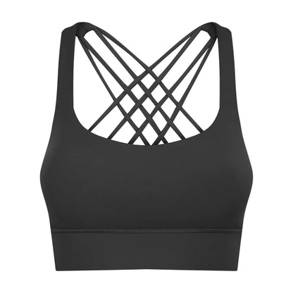 Shockproof Cross Straps Running Gym Sport Bras Top Women Widen Hem Push up Workout Fitness Yoga Crop Tops Brassiere.
