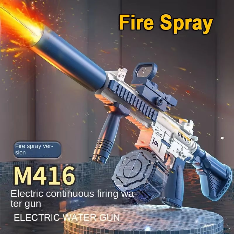 Electric Water Gun M416 Pistol Shooting Lighting Toy Gun Full Automatic Summer Pool Beach Toy for Kids Children Boys Girls Adult