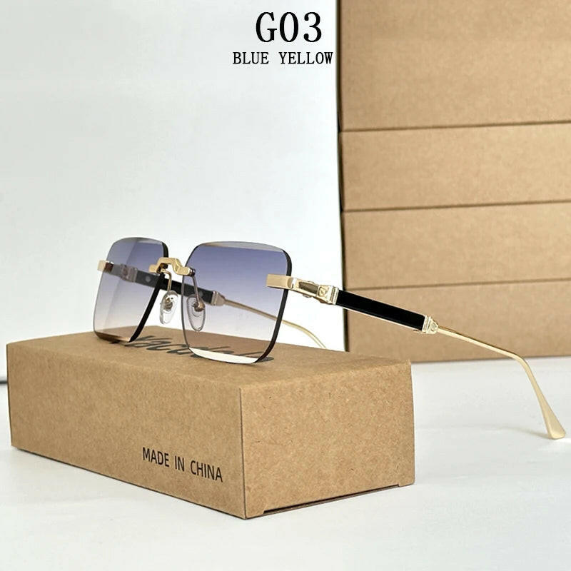 New 2024 Rimless Sunglasses Women Trendy Luxury Vintage Square Sunglasses for Men Fashion Glasses Lunette Soleil Femme Zonnebril.
