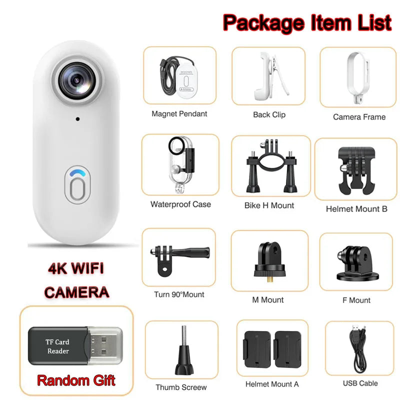 High Quality Mini Vlog 4K HD Digital Camera Wifi Wireless 128GB Pocket Body Cam Hot Selling Portable Action Cam for Sports Video