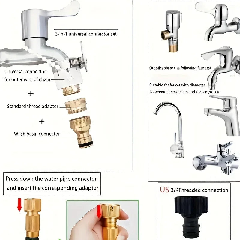 New Expandable Magic Hose High Pressure Car Wash Hose with Spray Gun Set Outdoor Watering Irrigation Tool Garden Hose