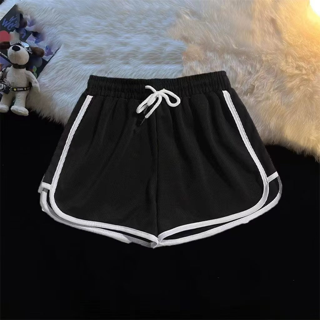 Women Yoga Shorts Summer Outer Wear Mid-Waist Casual Loose Straight Pants Lady Stylish Thin Breathable Wide Leg Gym Short Pants.