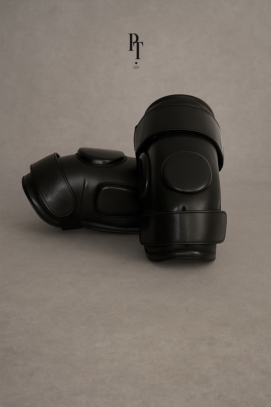 Classic Leather Black Knee Guards - Monogramed