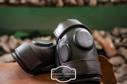Classic Brown Leather Knee Guards - Monogrammed