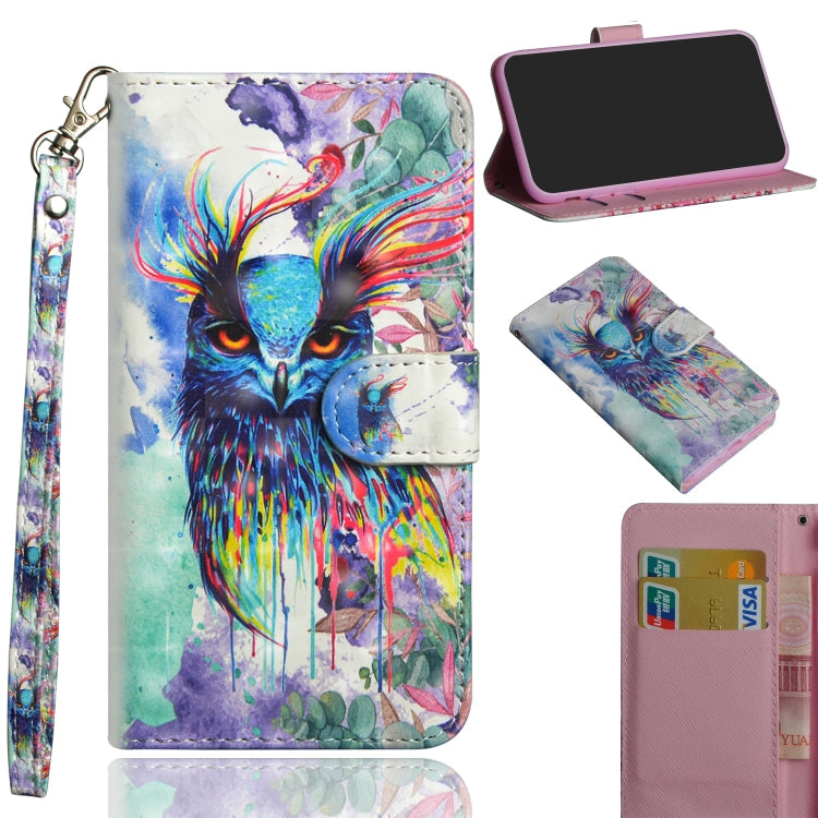 3D Painting Pattern Horizontal Flip TPU + PU Leather Case with Holder & Card Slots & Wallet, For Huawei Honor 8A Pro