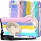 Shockproof Colorful Silicone + PC Protective Case with Holder & Shoulder Strap & Hand Strap For iPad Mini (2019)(Pink)