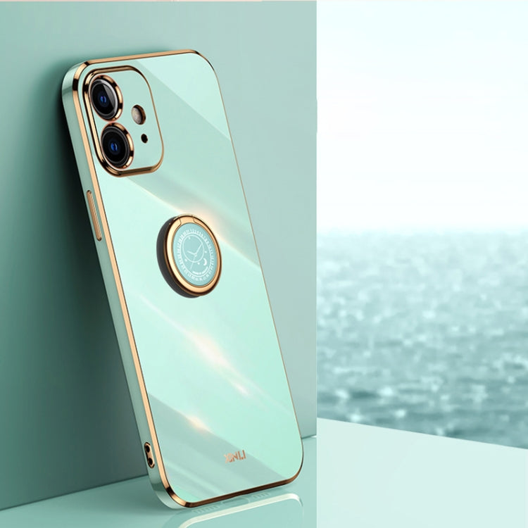 XINLI Straight Edge 6D Electroplate TPU Phone Case with Ring Holder, For iPhone SE 2022 / SE 2020 / 8 / 7, For iPhone 11, For iPhone 11 Pro