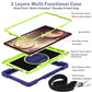 360 Degree Rotation Contrast Color Shockproof Silicone + PC Case with Holder & Hand Grip Strap & Shoulder Strap, For Samsung Galaxy Tab S7 FE T730 / T735