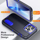 For iPhone 11 Pro 3 in 1 Rugged Holder Phone Case (Dark Blue+Sapphire Blue)