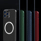 For iPhone 13 Pro Max Carbon Fiber Texture MagSafe Magnetic Phone Case (Black Red)