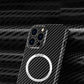 For iPhone 13 Pro Max Carbon Fiber Texture MagSafe Magnetic Phone Case (Black Red)