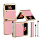 Litchi Texture Leather Hinged Electroplated Phone Case with Pen, For Samsung Galaxy Z Flip3 5G, For Samsung Galaxy Z Flip4