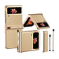 Litchi Texture Leather Hinged Electroplated Phone Case with Pen, For Samsung Galaxy Z Flip3 5G, For Samsung Galaxy Z Flip4