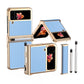 Litchi Texture Leather Hinged Electroplated Phone Case with Pen, For Samsung Galaxy Z Flip3 5G, For Samsung Galaxy Z Flip4