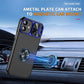 For iPhone 14 Plus Sliding Camshield Armor Phone Case with Ring Holder(Blue Black)