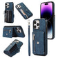 Zipper RFID Card Slot Phone Case with Short Lanyard, For iPhone 13 mini, For iPhone 13, For iPhone 13 Pro, For iPhone 13 Pro Max